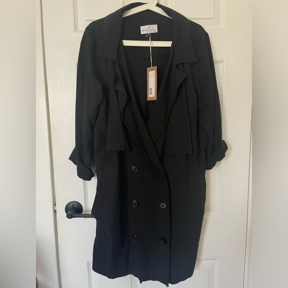 Black trench coat jacket - double breasted